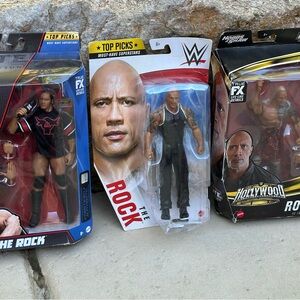 WWE Mattel The Rock Action Figures Lot of 3